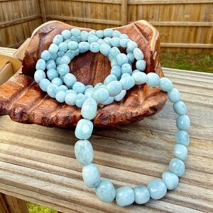 Blue Aquamarine Stone of Courage Tumbled Gemstone Bracelet